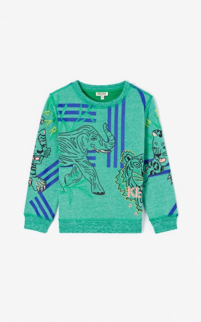 Kenzo Kids Disco Jungle' Multi-icon Sweatshirt Mint